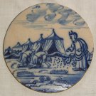 Antique : An unusual 18th century Delft blue and white circular religious Tile
