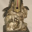 Victorian large bronze Desk animalier Thermometer from the Barbedienne Foundry
