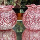 Antique Glass : A rare pair of Victorian Cranberry & Enamel Vases