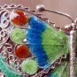 Antique Jewellery : A large fine solid sterling silver & enamel Butterfly Brooch