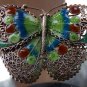 Antique Jewellery : A large fine solid sterling silver & enamel Butterfly Brooch