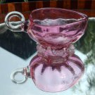 Antique Glass : A Victorian Cranberry heart shaped Dish - crimped feet