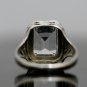 ANTIQUE ART DECO 14k WHITE GOLD & 10X8 EMERALD CUT WHITE TOPAZ FILIGREE RING