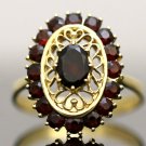 VINTAGE 18K SOLID YELLOW GOLD & 2.04CT RED GARNET GEMSTONE ESTATE COCKTAIL RING