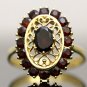 VINTAGE 18K SOLID YELLOW GOLD & 2.04CT RED GARNET GEMSTONE ESTATE COCKTAIL RING