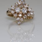 GORGEOUS 14K YELLOW GOLD 1.05 CT DIAMOND CLUSTER COCKTAIL RING SIZE 6 ~ FREE S&H