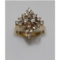 GORGEOUS 14K YELLOW GOLD 1.05 CT DIAMOND CLUSTER COCKTAIL RING SIZE 6 ~ FREE S&H