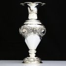 STUNNING 925 STERLING SILVER INTRICATE REPOUSSE FLORAL MOTIF FLOWER VASE ~ NEW