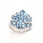 STUNNING 10K SOLID WHITE GOLD & BLUE TOPAZ COCKTAIL RING ~ FREE S&H