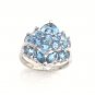 STUNNING 10K SOLID WHITE GOLD & BLUE TOPAZ COCKTAIL RING ~ FREE S&H