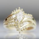 UNIQUE 14K YELLOW GOLD 0.56 TCW MARQUISE DIAMOND ENGAGEMENT RING ~ SIZE 6