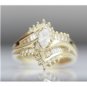 UNIQUE 14K YELLOW GOLD 0.56 TCW MARQUISE DIAMOND ENGAGEMENT RING ~ SIZE 6