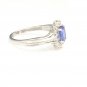STUNNING 14K SOLID WHITE GOLD 7x5MM TANZANITE & DIAMOND HALO RING ~ FREE S&H