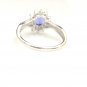 STUNNING 14K SOLID WHITE GOLD 7x5MM TANZANITE & DIAMOND HALO RING ~ FREE S&H