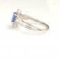 STUNNING 14K SOLID WHITE GOLD 7x5MM TANZANITE & DIAMOND HALO RING ~ FREE S&H