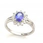 STUNNING 14K SOLID WHITE GOLD 7x5MM TANZANITE & DIAMOND HALO RING ~ FREE S&H