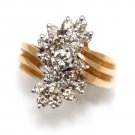 STUNNING 14K YELLOW GOLD 1.01 CT DIAMOND FLOWER CLUSTER COCKTAIL RING SIZE 5.5