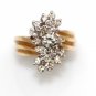 STUNNING 14K YELLOW GOLD 1.01 CT DIAMOND FLOWER CLUSTER COCKTAIL RING SIZE 5.5