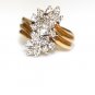 STUNNING 14K YELLOW GOLD 1.01 CT DIAMOND FLOWER CLUSTER COCKTAIL RING SIZE 5.5