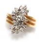 STUNNING 14K YELLOW GOLD 1.01 CT DIAMOND FLOWER CLUSTER COCKTAIL RING SIZE 5.5