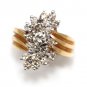 STUNNING 14K YELLOW GOLD 1.01 CT DIAMOND FLOWER CLUSTER COCKTAIL RING SIZE 5.5