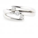 BEAUTIFUL 18K WHITE GOLD & 3 ROUND BRILLIANT DIAMOND FASHION RING ~ FREE S&H