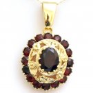 VINTAGE 18K YELLOW GOLD & 4.5CT GARNET FLORAL FILIGREE PENDANT NECKLACE ENHANCER