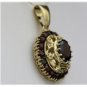 VINTAGE 18K YELLOW GOLD & 4.5CT GARNET FLORAL FILIGREE PENDANT NECKLACE ENHANCER