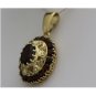 VINTAGE 18K YELLOW GOLD & 4.5CT GARNET FLORAL FILIGREE PENDANT NECKLACE ENHANCER