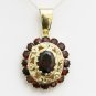 VINTAGE 18K YELLOW GOLD & 4.5CT GARNET FLORAL FILIGREE PENDANT NECKLACE ENHANCER