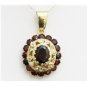 VINTAGE 18K YELLOW GOLD & 4.5CT GARNET FLORAL FILIGREE PENDANT NECKLACE ENHANCER