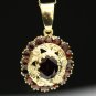 VINTAGE 18K YELLOW GOLD & 4.5CT GARNET FLORAL FILIGREE PENDANT NECKLACE ENHANCER