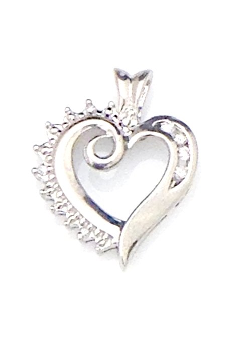 BEAUTIFUL 10K SOLID WHITE GOLD AND DIAMONDS HEART CHARM / PENDANT - MINT COND'