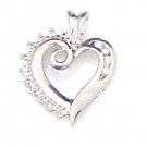 BEAUTIFUL 10K SOLID WHITE GOLD AND DIAMONDS HEART CHARM / PENDANT - MINT COND'