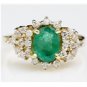 STUNNING 14K SOLID YELLOW GOLD 8x6MM EMERALD & DIAMOND HALO COCKTAIL RING 1.61CT