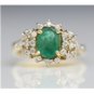 STUNNING 14K SOLID YELLOW GOLD 8x6MM EMERALD & DIAMOND HALO COCKTAIL RING 1.61CT
