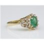 STUNNING 14K SOLID YELLOW GOLD 8x6MM EMERALD & DIAMOND HALO COCKTAIL RING 1.61CT