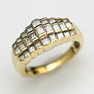 ESTATE 14K SOLID YELLOW GOLD & 1CT PRINCESS CUT DIAMOND STEP RING BAND ~ PRETTY!