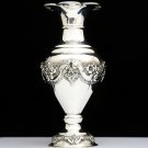NEW 925 STERLING SILVER INTRICATE REPOUSSE FLORAL MOTIF FLOWER VASE ~MAGNIFICENT