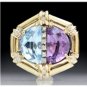 STUNNING 14K YELLOW GOLD DIAMOND AQUAMARINE AMETHYST PENDANT NECKLACE ENHANCER