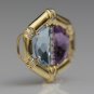 STUNNING 14K YELLOW GOLD DIAMOND AQUAMARINE AMETHYST PENDANT NECKLACE ENHANCER