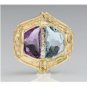 STUNNING 14K YELLOW GOLD DIAMOND AQUAMARINE AMETHYST PENDANT NECKLACE ENHANCER