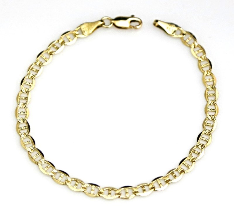 10K SOLID YELLOW GOLD 4.5MM ITALIAN ANCHOR MARINER LINK CHAIN BRACELET 7.25" 3GR