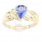 STUNNING 14K SOLID YELLOW GOLD 1 CARAT PEAR SHAPED TANZANITE RING ~ SIZE 8