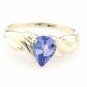 STUNNING 14K SOLID YELLOW GOLD 1 CARAT PEAR SHAPED TANZANITE RING ~ SIZE 8