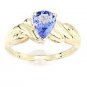 STUNNING 14K SOLID YELLOW GOLD 1 CARAT PEAR SHAPED TANZANITE RING ~ SIZE 8