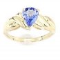 STUNNING 14K SOLID YELLOW GOLD 1 CARAT PEAR SHAPED TANZANITE RING ~ SIZE 8