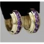 14K YELLOW GOLD 3 CT AMETHYST HOOOP HUGGIE WIDE EARRINGS - 13.8 GRAMS! ~FREE S&H