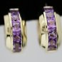 14K YELLOW GOLD 3 CT AMETHYST HOOOP HUGGIE WIDE EARRINGS - 13.8 GRAMS! ~FREE S&H
