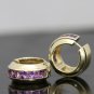 14K YELLOW GOLD 3 CT AMETHYST HOOOP HUGGIE WIDE EARRINGS - 13.8 GRAMS! ~FREE S&H